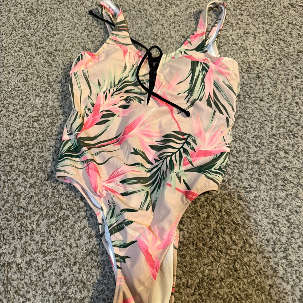 VS PINK S Tropical Print One-Piece Swimsuit